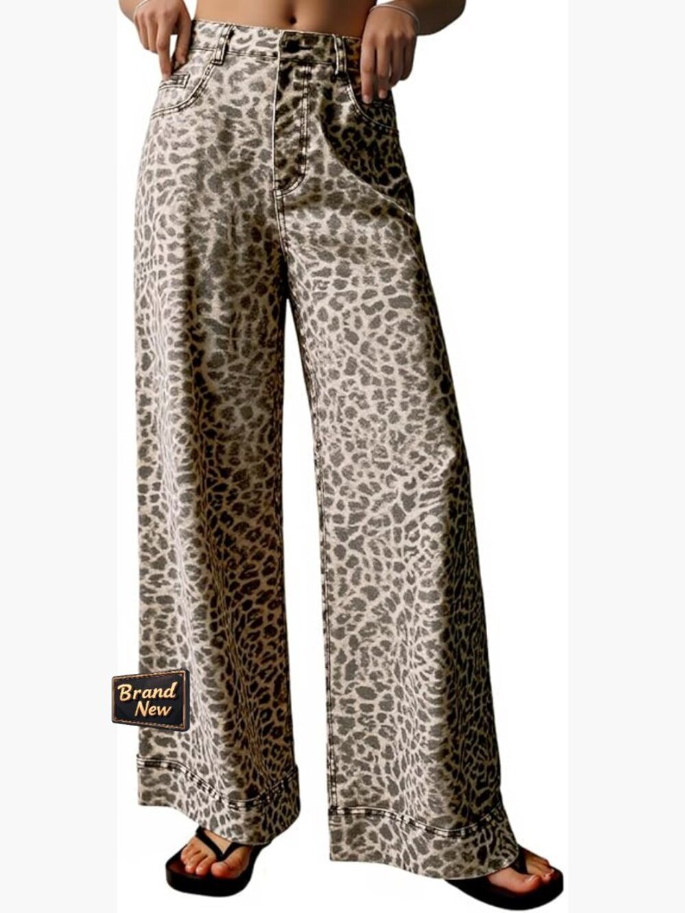 Baggy Wide Leg Floral Jeans High Waisted Boho Denim Pants